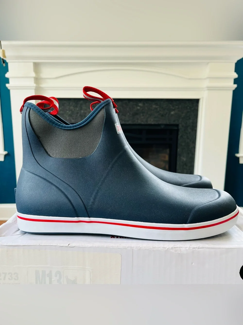 XTRATUF Men's Ankle Deck Boot Sport Waterproof Pull On Slip Resistant Navy